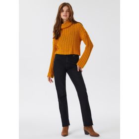 Lee Cooper 231 LCF 241011 Dik Yaka Örgü Hardal Kadın Kazak