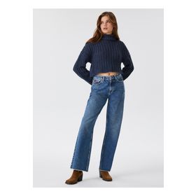 Lee Cooper 231 LCF 241011 Dik Yaka Örgü Indigo Kadın Kazak