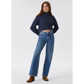 Lee Cooper 231 LCF 241011 Dik Yaka Örgü Indigo Kadın Kazak