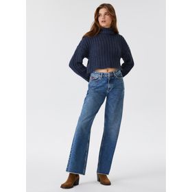 Lee Cooper 231 LCF 241011 Dik Yaka Örgü Indigo Kadın Kazak