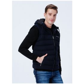Lee Cooper 231 LCM 235001 Lacivert Kapüşon Yaka Erkek Düz Şişme Yelek