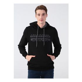 Lee Cooper 231 LCM 241020 Tess Kapüşonlu Regular Fit Baskılı Siyah Şardonlu Erkek Sweatshirt