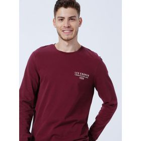 Lee Cooper 231 LCM 242006 RENZO O Yaka Baskılı Bordo Erkek T-shirt