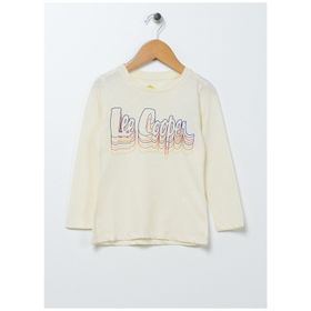 Lee Cooper 231LCG242001 Baskılı Ekru Kız Çocuk T-shirt