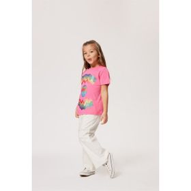 Lee Cooper 232 LCG 242003 Baskılı Koyu Pembe Kız Çocuk T-shirt