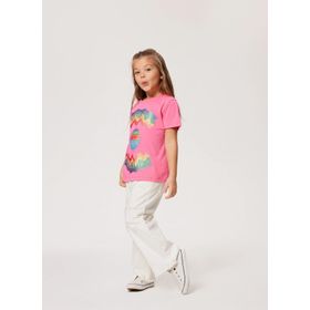 Lee Cooper 232 LCG 242003 Baskılı Koyu Pembe Kız Çocuk T-shirt