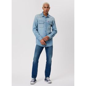 Lee Cooper 232 LCM 141003 Fitted Mavi Erkek Denim Gömlek