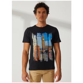 Lee Cooper 232 LCM 242005 LITTLE Bisiklet Yaka Siyah Erkek T-shirt