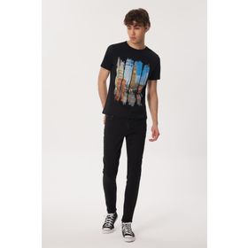 Lee Cooper 232 LCM 242005 LITTLE Bisiklet Yaka Siyah Erkek T-shirt