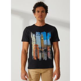 Lee Cooper 232 LCM 242005 LITTLE Bisiklet Yaka Siyah Erkek T-shirt