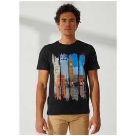 Lee Cooper 232 LCM 242005 LITTLE Bisiklet Yaka Siyah Erkek T-shirt