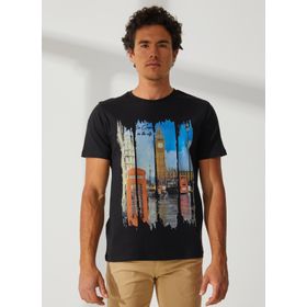 Lee Cooper 232 LCM 242005 LITTLE Bisiklet Yaka Siyah Erkek T-shirt