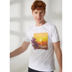 Lee Cooper 232 LCM 242006 LEO Bisiklet Yaka Beyaz Erkek T-shirt