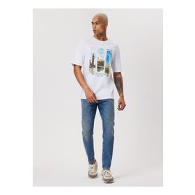 Lee Cooper 232 LCM 242007 SOHO Bisiklet Yaka Beyaz Erkek T-shirt
