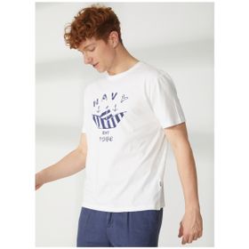 Lee Cooper 232 LCM 242013 FRANK Bisiklet Yaka Beyaz Erkek T-shirt