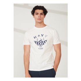 Lee Cooper 232 LCM 242013 FRANK Bisiklet Yaka Beyaz Erkek T-shirt