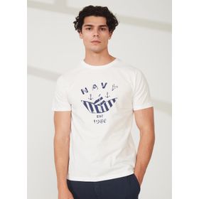 Lee Cooper 232 LCM 242013 FRANK Bisiklet Yaka Beyaz Erkek T-shirt