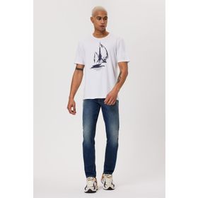 Lee Cooper 232 LCM 242015 GAWAIN Bisiklet Yaka Beyaz Erkek T-shirt