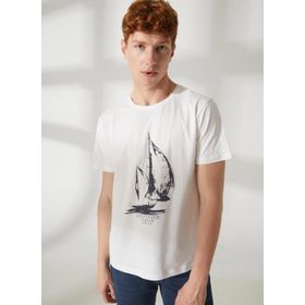 Lee Cooper 232 LCM 242015 GAWAIN Bisiklet Yaka Beyaz Erkek T-shirt