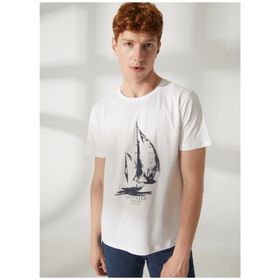 Lee Cooper 232 LCM 242015 GAWAIN Bisiklet Yaka Beyaz Erkek T-shirt