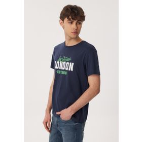 Lee Cooper 232 LCM 242022 COLLAGE Bisiklet Yaka Lacivert Erkek T-shirt