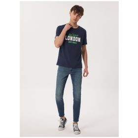 Lee Cooper 232 LCM 242022 COLLAGE Bisiklet Yaka Lacivert Erkek T-shirt