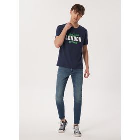 Lee Cooper 232 LCM 242022 COLLAGE Bisiklet Yaka Lacivert Erkek T-shirt