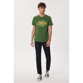 Lee Cooper 232 LCM 242022 COLLAGE Bisiklet Yaka Yeşil Erkek T-shirt
