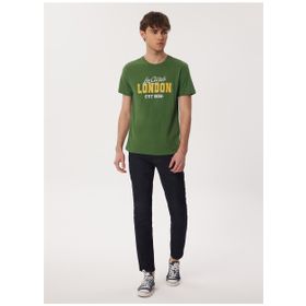 Lee Cooper 232 LCM 242022 COLLAGE Bisiklet Yaka Yeşil Erkek T-shirt