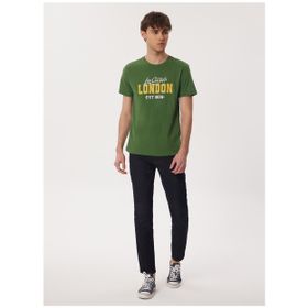 Lee Cooper 232 LCM 242022 COLLAGE Bisiklet Yaka Yeşil Erkek T-shirt