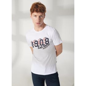 Lee Cooper 232 LCM 242027 ZETA Bisiklet Yaka Beyaz Erkek T-shirt