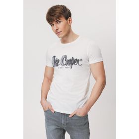 Lee Cooper 232 LCM 242029 DRAWINGLOGO Bisiklet Yaka Beyaz Erkek T-shirt