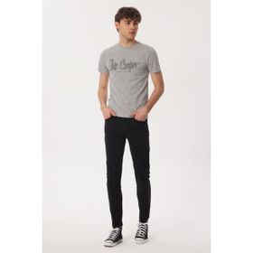 Lee Cooper 232 LCM 242029 DRAWINGLOGO Bisiklet Yaka Gri Melanj Erkek T-shirt