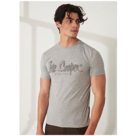 Lee Cooper 232 LCM 242029 DRAWINGLOGO Bisiklet Yaka Gri Melanj Erkek T-shirt