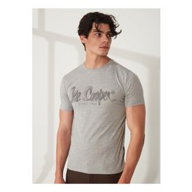 Lee Cooper 232 LCM 242029 DRAWINGLOGO Bisiklet Yaka Gri Melanj Erkek T-shirt