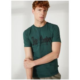 Lee Cooper 232 LCM 242029 DRAWINGLOGO Bisiklet Yaka Yeşil Erkek T-shirt