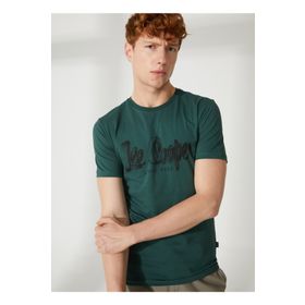 Lee Cooper 232 LCM 242029 DRAWINGLOGO Bisiklet Yaka Yeşil Erkek T-shirt