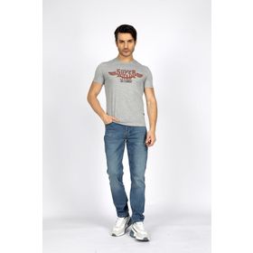 Lee Cooper 232 LCM 242046 Gri Melanj Sertiw Bisiklet Yaka Erkek T-shirt