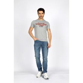 Lee Cooper 232 LCM 242046 Gri Melanj Sertiw Bisiklet Yaka Erkek T-shirt