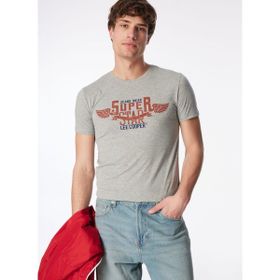 Lee Cooper 232 LCM 242046 Gri Melanj Sertiw Bisiklet Yaka Erkek T-shirt