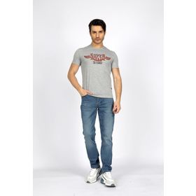 Lee Cooper 232 LCM 242046 Gri Melanj Sertiw Bisiklet Yaka Erkek T-shirt