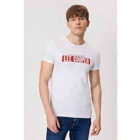 Lee Cooper 232 LCM 242052 Real Bisiklet Yaka Beyaz Erkek T-shirt