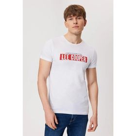 Lee Cooper 232 LCM 242052 Real Bisiklet Yaka Beyaz Erkek T-shirt