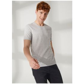 Lee Cooper 232 LCM 242060 BAINES Bisiklet Yaka Gri Melanj Erkek T-shirt