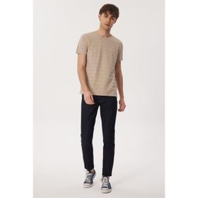 Lee Cooper 232 LCM 242060 BAINES Bisiklet Yaka Koyu Bej Erkek T-shirt
