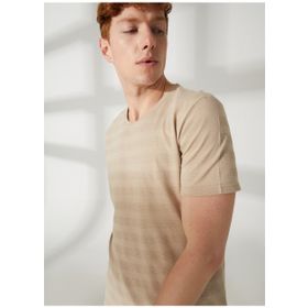 Lee Cooper 232 LCM 242060 BAINES Bisiklet Yaka Koyu Bej Erkek T-shirt