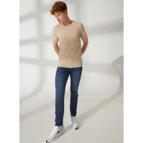 Lee Cooper 232 LCM 242060 BAINES Bisiklet Yaka Koyu Bej Erkek T-shirt