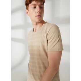 Lee Cooper 232 LCM 242060 BAINES Bisiklet Yaka Koyu Bej Erkek T-shirt