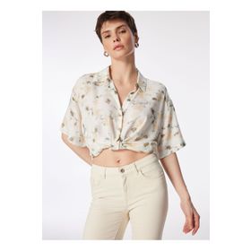 Lee Cooper 242 LCF 241003 Bej Visba Crop Kadın Gömlek
