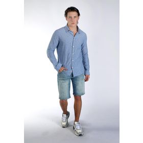 Lee Cooper 242 LCM 241006 Mavi Nisjos Erkek Dokuma Gömlek